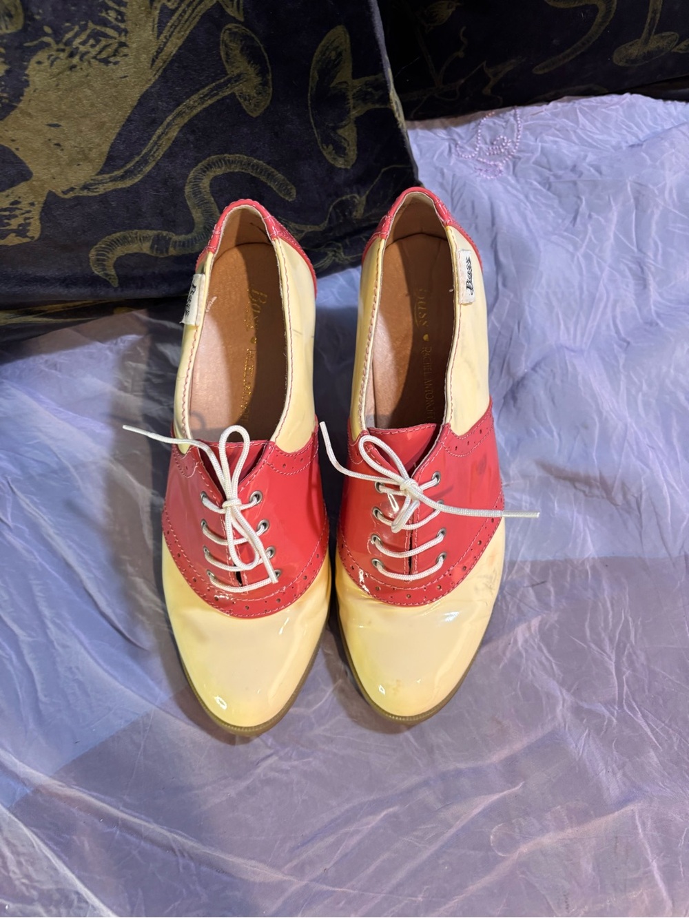 G.H. Bass & Co. Pink And Cream Saddle Style Heels Please See Pics Size 7.5
